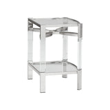 26 Inch Metal and Acrylic Accent Table, Silver and Clear