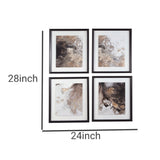 Benzara Abstract Design Rectangular Wall Art, Set of 4, Multicolor BM231376 Multicolor Solid Wood, Glass BM231376