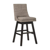 Benzara 43 Inch Fabric Padded Swivel Barstool, Set of 2, Light Gray BM231377 Gray Solid Wood, Fabric BM231377