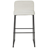 Benzara Channel Stitched Low Fabric Barstool with Sled Base, Set of 2, Gray BM231390 Gray Metal and Fabric BM231390