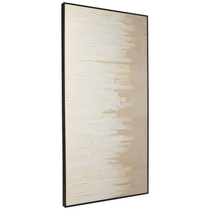 Benzara Rectangular Canvas Wall Art with Abstract Design, Beige and Off White BM231394 Beige and White Fabric BM231394