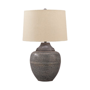 Benzara Metal Table Lamp with Urn Shape Base, Brown BM231401 Brown Metal BM231401