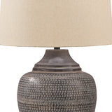 Benzara Metal Table Lamp with Urn Shape Base, Brown BM231401 Brown Metal BM231401