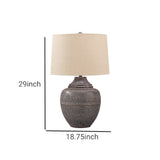 Benzara Metal Table Lamp with Urn Shape Base, Brown BM231401 Brown Metal BM231401