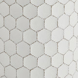 Benzara Round Shaped Metal Accent Stool with Honeycomb Pattern, White BM231410 White Metal BM231410