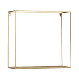 Benzara Metal Frame Wall Shelf with Keyhole Hanger, Set of 3, Gold BM231417 Gold Metal, Solid wood BM231417