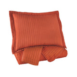 Benzara Fabric 3 Piece King Coverlet Set with Vertical Stitched Channels, Orange BM231418 Orange Fabric BM231418