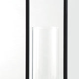 Benzara Metal Frame Lantern with Cylindrical Glass Hurricane, Set of 2, Black BM231424 Black Metal, Glass BM231424
