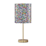 Benzara Metal Table Lamp with Sequined Shade, Multicolor BM231431 Multicolor Metal BM231431