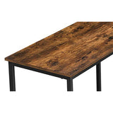 Benzara 58.7 Inches L Shape Wood and Metal Computer Desk, Brown and Black BM231434 Brown and Black Particle Board and Metal BM231434