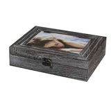 Benzara Molded Wooden Storage Box with Photo Frame Lid, Set of 2, Gray BM231489 Gray Wood BM231489