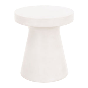 Benzara Round Top Concrete Accent Table with Flared Pedestal Base, Off White BM231493 White Concrete BM231493