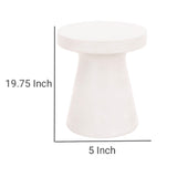 Benzara Round Top Concrete Accent Table with Flared Pedestal Base, Off White BM231493 White Concrete BM231493