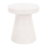 Round Top Concrete Accent Table with Flared Pedestal Base, Off White