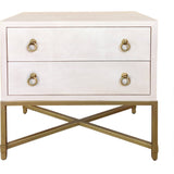 Benzara Dual Tone 2 Drawer Nightstand with Ring Pulls, White and Gold BM231495 White, Gold Solid wood, MDF, Metal BM231495