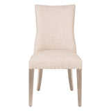 Benzara Parson Style Fabric Padded Dining Chair with Nailhead Trim, Set of 2,Beige BM231499 Beige Solid wood, Fabric BM231499
