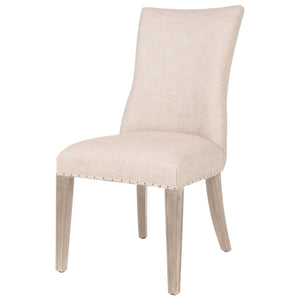 Benzara Parson Style Fabric Padded Dining Chair with Nailhead Trim, Set of 2,Beige BM231499 Beige Solid wood, Fabric BM231499