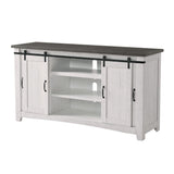 Benzara 65 Inch Rustic Wooden TV Stand with 2 Door Cabinet, Gray BM231511 Gray Wood and Metal BM231511