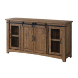 65 Inch Rustic Wooden TV Stand with 2 Door Cabinet, Brown