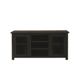 Benzara 60 Inch Rustic Wooden TV Stand with Mesh Design, Dark Brown BM231515 Dark Brown Wood and Metal BM231515
