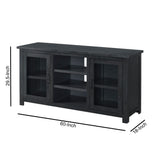 Benzara 60 Inch Rustic Wooden TV Stand with Mesh Design, Dark Gray BM231516 Dark Gray Wood and Metal BM231516