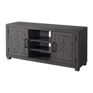 Benzara 65 Inch Industrial Wooden TV Stand with Block Legs, Gray BM231518 Gray Wood and Metal BM231518