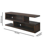 Benzara 70 Inch Contemporary Wooden TV Stand with Flat Base, Brown BM231519 Brown Wood BM231519