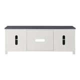 Benzara 70 Inch Wooden TV Stand with Bracket Legs, Gray and Antique White BM231520 White and Gray Wood and Metal BM231520