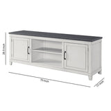 Benzara 70 Inch Wooden TV Stand with Bracket Legs, Gray and Antique White BM231520 White and Gray Wood and Metal BM231520