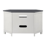 Benzara 50 Inch Wooden TV Stand with Open Shelve, Gray and Antique White BM231522 White and Gray Wood and Metal BM231522