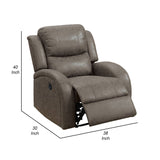 Benzara 40 Inch Leatherette Power Recliner with USB Port, Brown BM232055 Brown Solid Wood, Metal and Leatherette BM232055