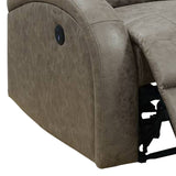 Benzara 40 Inch Leatherette Power Recliner with USB Port, Gray BM232056 Gray Solid Wood, Metal and Leatherette BM232056