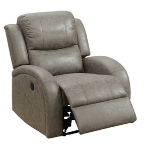 Benzara 40 Inch Leatherette Power Recliner with USB Port, Gray BM232056 Gray Solid Wood, Metal and Leatherette BM232056