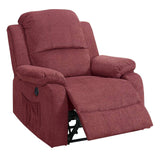 Benzara 39 Inch Fabric Power Recliner with USB Port, Red BM232060 Red Solid Wood, Metal and Fabric BM232060