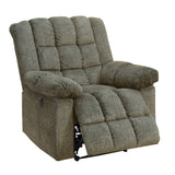 Benzara 41 Inch Fabric Power Recliner with Square Stitching, Gray BM232061 Gray Solid Wood, Metal and Fabric BM232061