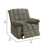 Benzara 41 Inch Fabric Power Recliner with Square Stitching, Gray BM232061 Gray Solid Wood, Metal and Fabric BM232061