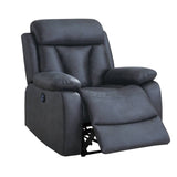 41 Inch Leatherette Power Recliner with Tufted Details, Blue