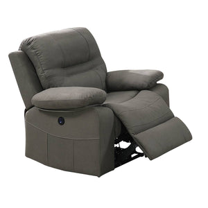 Benzara 41 Inch leatherette Reclining Chair with USB Port, Gray BM232080 Gray Solid Wood, Metal and Leatherette BM232080
