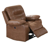 41 Inch leatherette Reclining Chair with USB Port, Brown