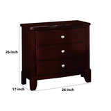 Benzara 26 Inches 3 Drawer Wooden Nightstand with Chamfered Legs, Brown BM232106 Brown Solid Wood, Particle Board and MDF BM232106