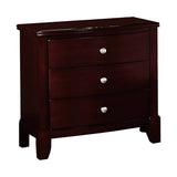 26 Inches 3 Drawer Wooden Nightstand with Chamfered Legs, Brown