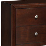Benzara 24 Inches 2 Drawer Wooden Nightstand with Metal Pulls, Brown BM232119 Brown Solid Wood and Veneer BM232119