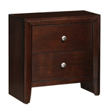 24 Inches 2 Drawer Wooden Nightstand with Metal Pulls, Brown