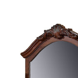 Benzara 42 Inches Crowned Top Wooden Mirror, Brown BM232125 Brown Solid Wood, MDF, Mirror and Polyresin BM232125
