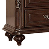 Benzara 30 Inches 3 Drawer Engraved Wooden Nightstand, Brown BM232130 Brown Solid Wood, MDF and Polyresin BM232130