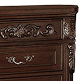 Benzara 30 Inches 3 Drawer Engraved Wooden Nightstand, Brown BM232130 Brown Solid Wood, MDF and Polyresin BM232130