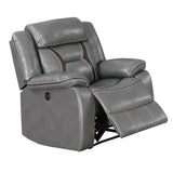 Leatherette Power Glider Recliner with USB Dock, Gray