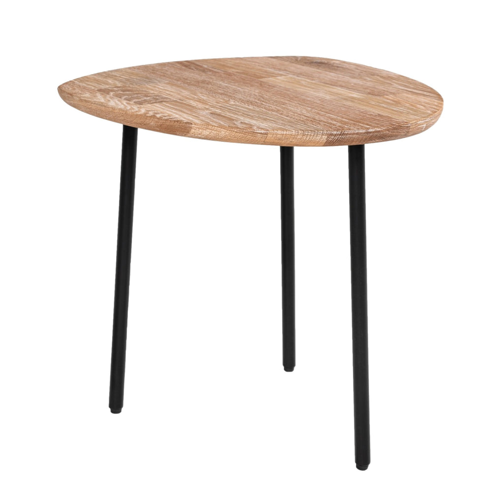 Benzara Wooden Top End Table with Metal Legs, Brown and Black BM232175 Brown and Black Solid Wood and Metal BM232175