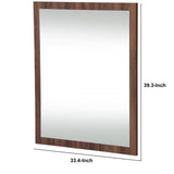 Benzara Rectangular Wall Mirror with Wooden Frame, Walnut Brown BM232183 Brown Solid Wood, Veneer and Mirror BM232183