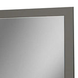 Benzara Rectangular Wall Mirror with Wooden Frame, Gray and Silver BM232185 Gray and Silver Solid Wood, Veneer and Mirror BM232185